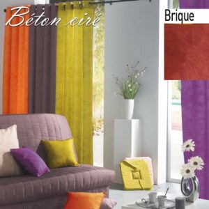 Double Rideau Béton Ciré BRIQUE à Œillets 140 X 260 cm