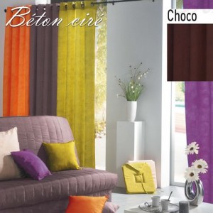 Double Rideau Béton Ciré CHOCO à Œillets 140 X 260 cm