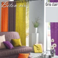 Double Rideau Béton Ciré GRIS CLAIR à Œillets 140 X 260 cm