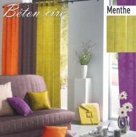 Double Rideau Béton Ciré MENTHE à Œillets 140 X 260 cm