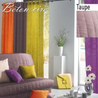 Double Rideau Béton Ciré TAUPE à Œillets 140 X 260 cm