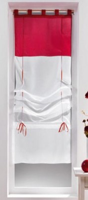 Store Voilage Bicolore BLANC / ROUGE 1 X 45 X 180 cm
