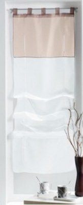 Store Voilage Bicolore BLANC / TAUPE 1 X 45 X 180 cm