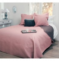 Dessus de lit avec 2 taies - bicolore - réversible - 240 x 260 cm