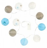 Guirlande de 10 galets - led - taupe et bleu