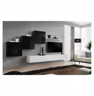 Ensemble tv mural - 5 éléments - noir et blanc