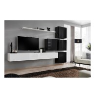 Ensemble tv mural - 7 éléments - blanc et noir