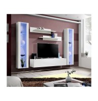 Banc tv avec led - 6 éléments - blanc