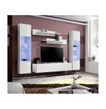 Banc tv avec led - 5 éléments - blanc