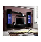 Banc tv avec led - 5 éléments - noir et blanc