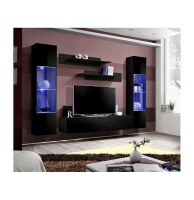 Banc tv avec led - 5 éléments - noir et blanc