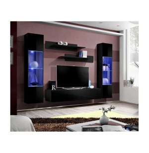 Banc tv avec led - 5 éléments - noir et blanc