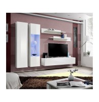 Banc tv avec led - 5 éléments - blanc