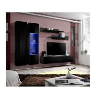 Banc tv avec led - 5 éléments - noir et blanc