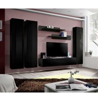 Banc tv - 6 éléments - noir