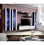 Ensemble tv avec led - 6 éléments - blanc et noir