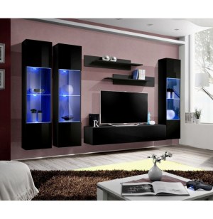 Ensemble tv avec led - 6 éléments - noir