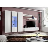 Banc tv avec led - 6 éléments - blanc