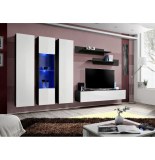 Banc tv avec led - 6 éléments - blanc et noir