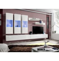 Ensemble tv avec led - 6 éléments - blanc et noir