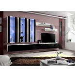 Banc tv avec led - 6 éléments - noir et blanc