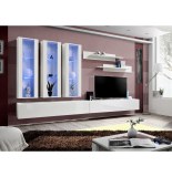 Banc tv avec led - 6 éléments - blanc