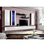 Banc tv avec led - 6 éléments - blanc et noir