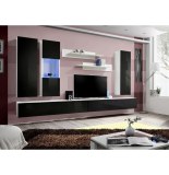 Banc tv avec led - 6 éléments - noir et blanc