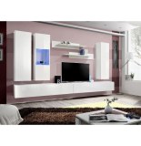 Banc tv avec led - 6 éléments - blanc