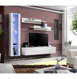 Banc tv avec led - 4 éléments - blanc