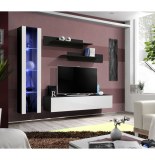 Banc tv avec led - 4 éléments - blanc et noir