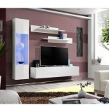 Banc tv avec led - 4 éléments - blanc