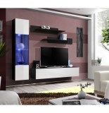 Banc tv avec led - 4 éléments - blanc et noir