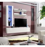 Banc tv avec led - 4 éléments - blanc