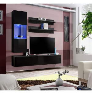 Banc tv avec led - 4 éléments - noir et blanc