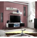 Meuble tv avec led - 2 portes - noir et blanc