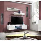 Meuble tv avec led - 2 portes - blanc
