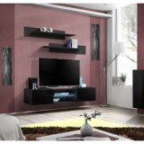 Meuble tv avec led - 2 portes - noir