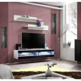 Meuble tv avec led - 2 espaces de rangement - noir et blanc