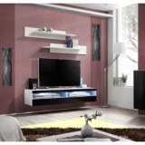 Meuble tv avec led - 4 espaces de rangement - noir et blanc