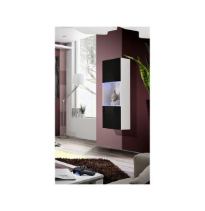 Vitrine - 2 étagères - noir et blanc