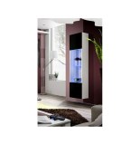 Vitrine avec led - 3 étagères - noir et blanc