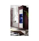 Vitrine avec led - 3 étagères - blanc et noir