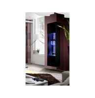 Vitrine avec led - 3 étagères - noir