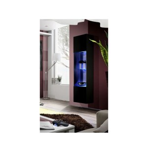 Vitrine avec led - 3 étagères - noir