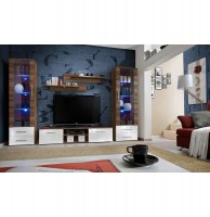 Vitrine murale - led - chêne et blanc