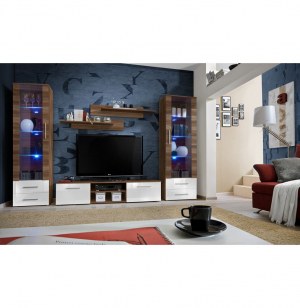 Vitrine murale - led - chêne et blanc