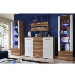 Vitrine murale - led - chêne et blanc