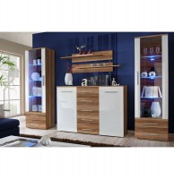 Vitrine murale - led - chêne et blanc