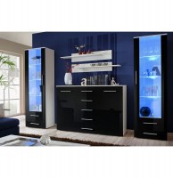 Vitrine murale - led - noir et blanc